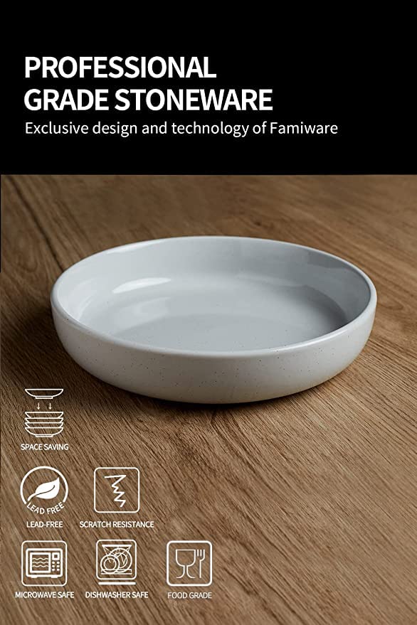 famiware Milkyway 33 oz Bowl Set, Pasta Bowls Set of 4, Salad Bowls Perfect for Your Friend for Housewarming, Thanksgiving, Christmas, White