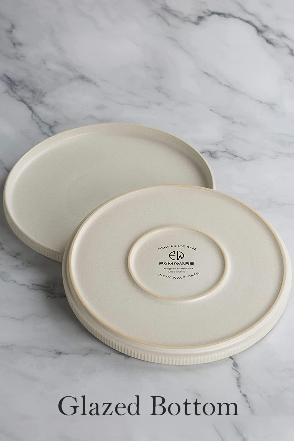 Famiware Star Dinnerware Sets, Plates and Bowls Set for 4, 12 Pieces Dishes- Chip and Scratch Resistant, Microwave and Dishwasher Safe Kitchen Set, Cappuccino White