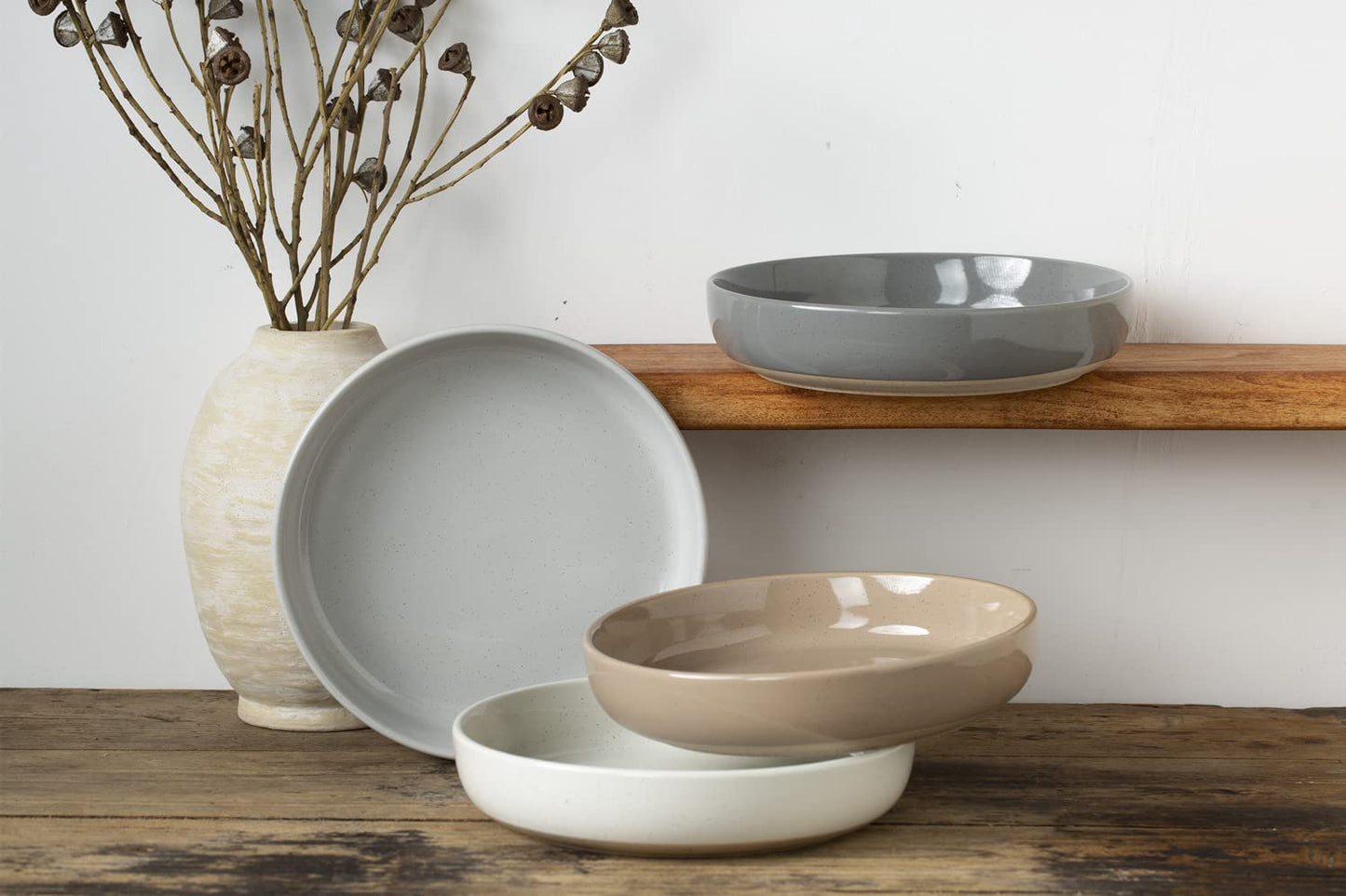 famiware Milkyway 33 oz Bowl Set, Pasta Bowls Set of 4, Salad Bowls Perfect for Your Friend for Housewarming, Thanksgiving, Christmas, White
