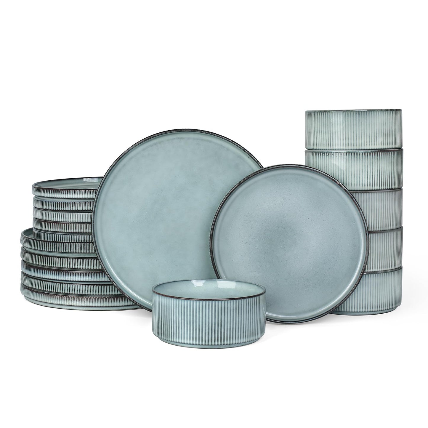 Famiware Star Dinnerware Sets, Plates and Bowls Set for 4, 12 Pieces Dishes- Chip and Scratch Resistant, Microwave and Dishwasher Safe Kitchen Set, Cappuccino White