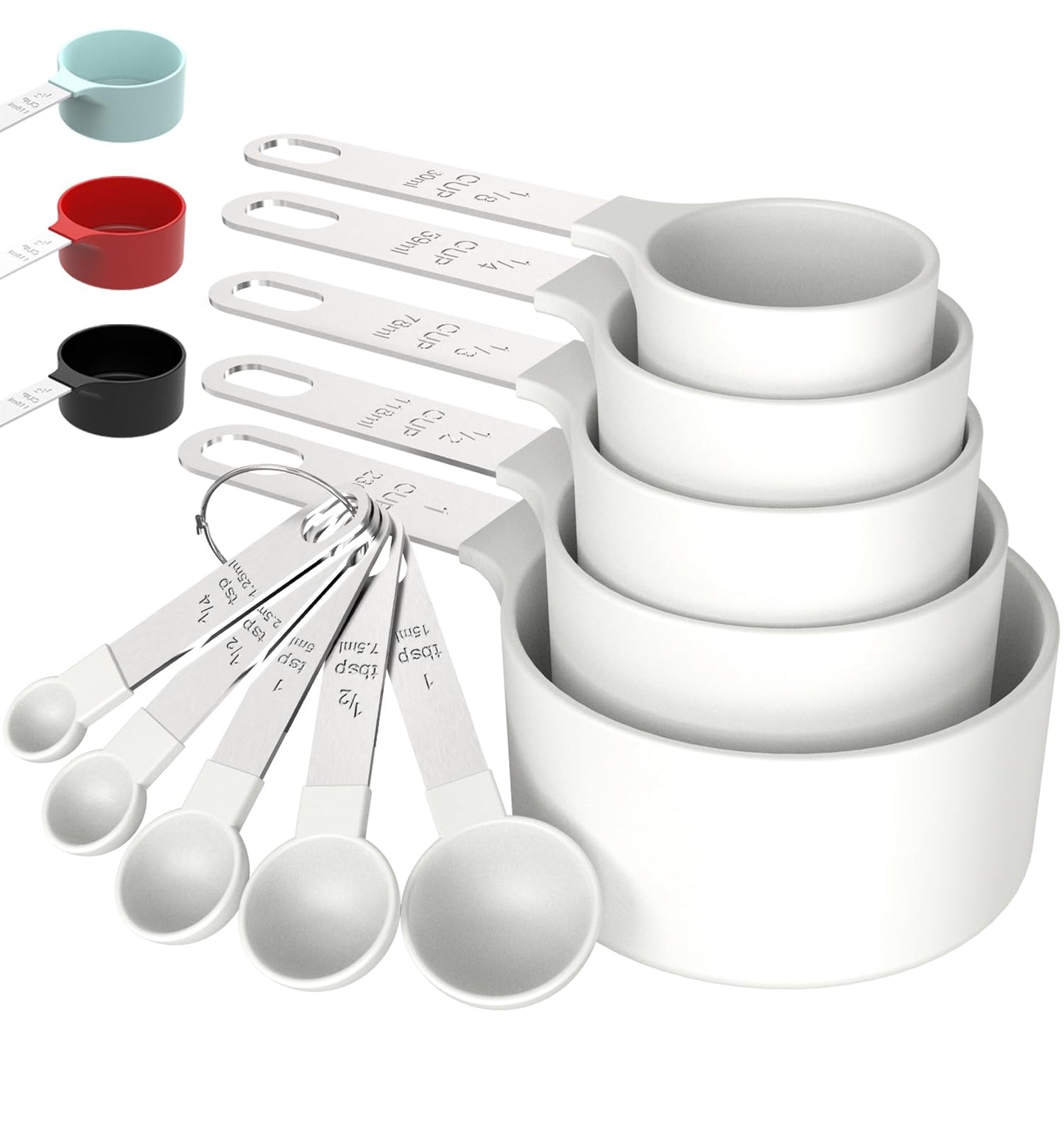 TILUCK Measuring Cups & Spoons Set, Stackable Cups and Spoons, Nesting Measure Cups with Stainless Steel Handle, Kitchen Gadgets for Cooking & Baking (Black)