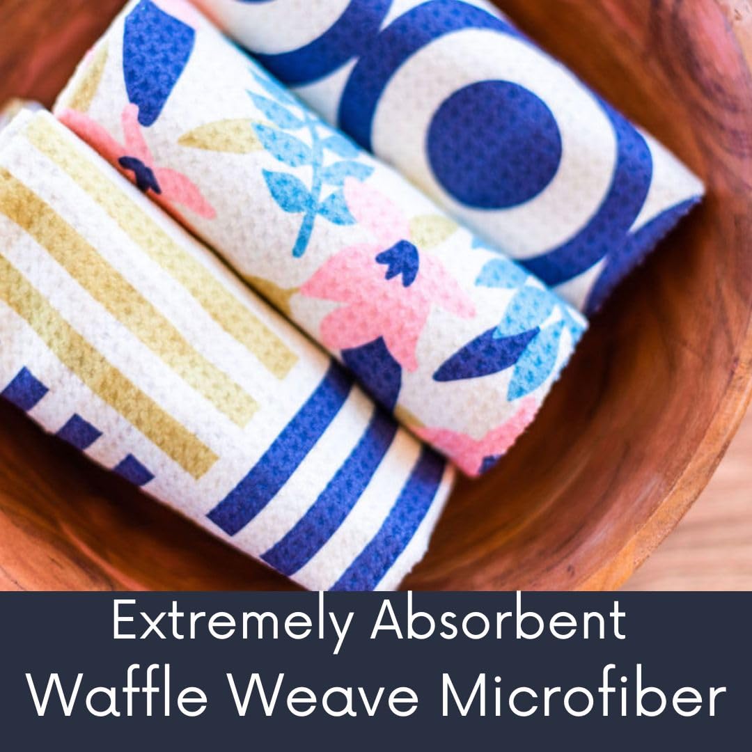 || 3 Pack|| Not Your Ordinary Dish Towels || Waffle Weave Microfiber || Tea Towels || Highly Absorbent || Hanging Loop || Dish Cloths || Modern || Designer Prints (Easter Bows)