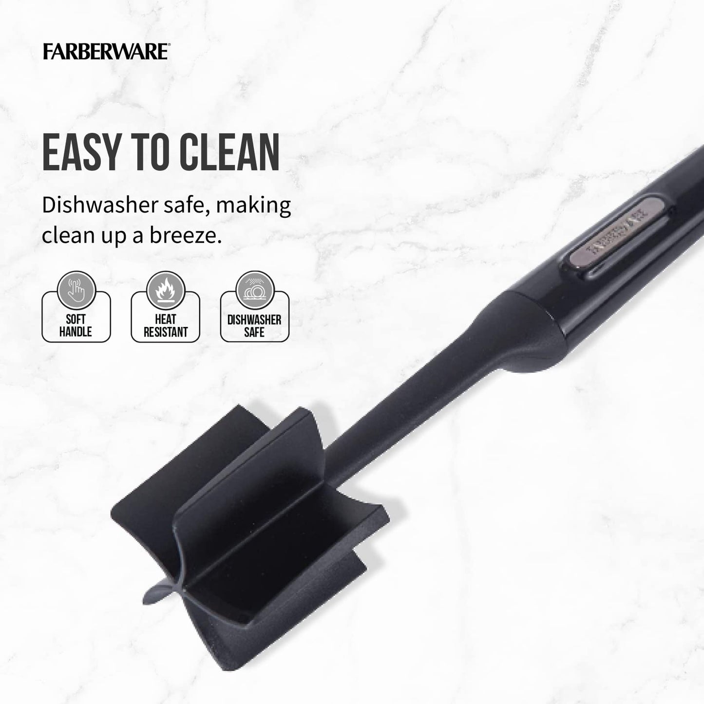 Farberware Heat Resistant Nylon Meat and Potato Masher Safe for Non-Stick Cookware, 10 inch, Aqua