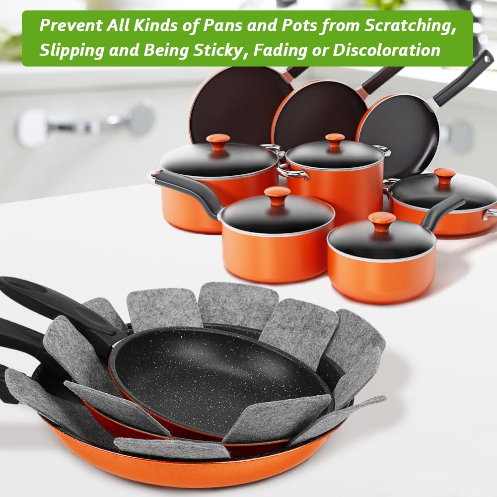 Pot and Pan Protectors, Set of 12 and 3 Different Size, Pot Dividers Pads/Stacking Pan Protectors/Pan Separators Pads for Protecting and Separating Pots and Pans