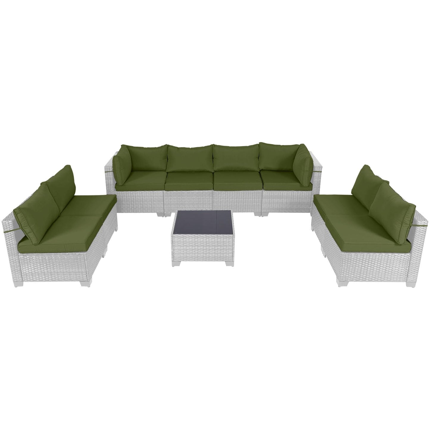LEVELEVE 7 Pieces Outdoor Patio Furniture Sets,Rattan Conversation Sectional Set,Manual Weaving Wicker Patio Sofa with Tea Table