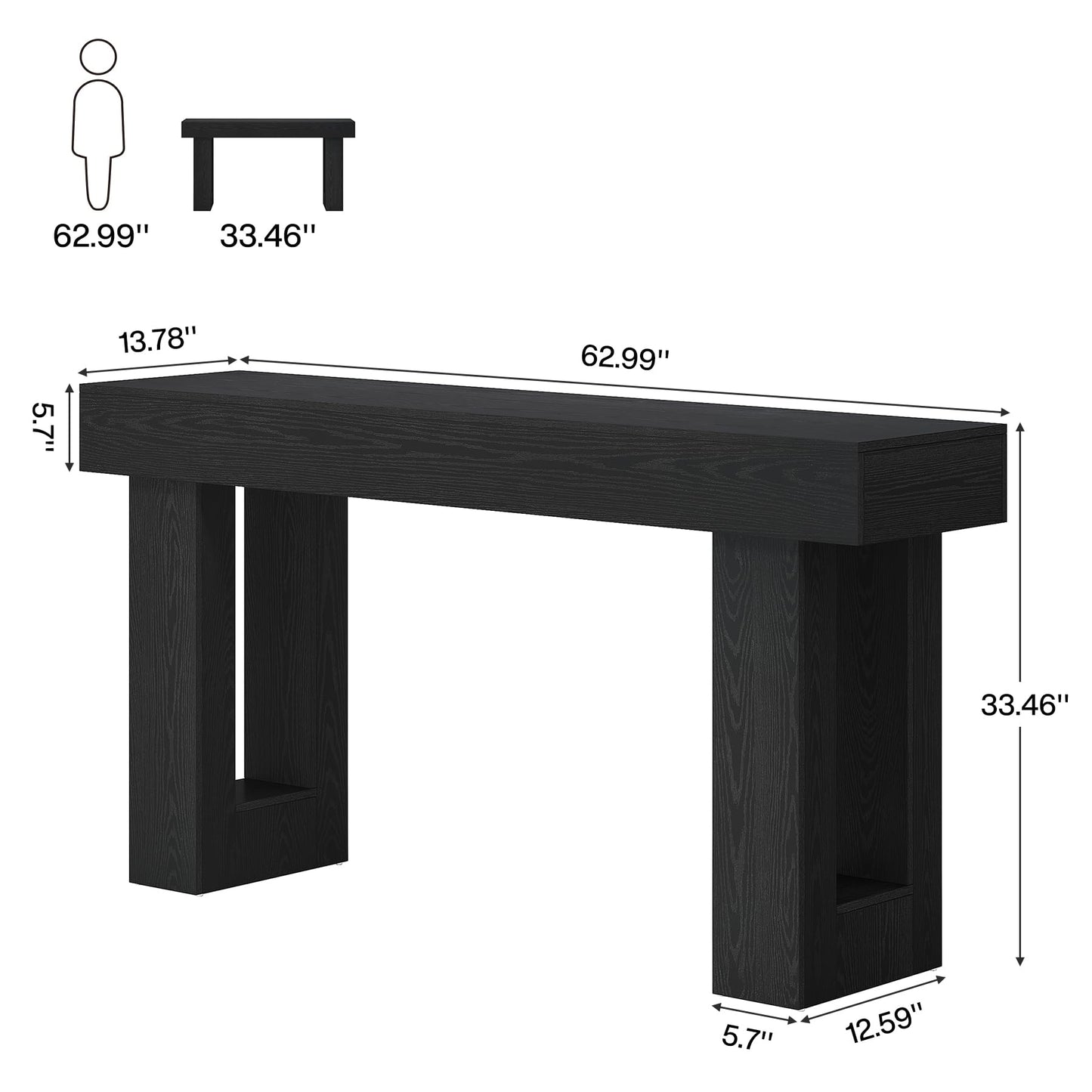 Tribesigns 63-Inch Long Console Table, Wooden Rectangular Sofa Table Behind The Couch, Farmhouse Entryway Table for Entrance, Hallway, Living Room (Natural)