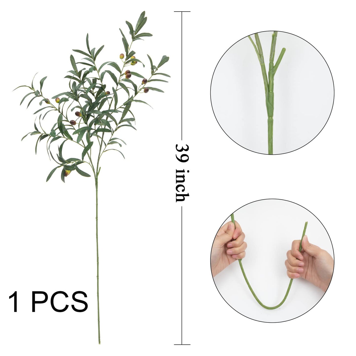 SHACOS 4 PCS 28 inch Artificial Olive Branches Greenery Stems for Vases Olive Stems with Olives Faux Olive Tree Branch for Home Wedding Shop Office Garden Decor DIY Floral Crafts
