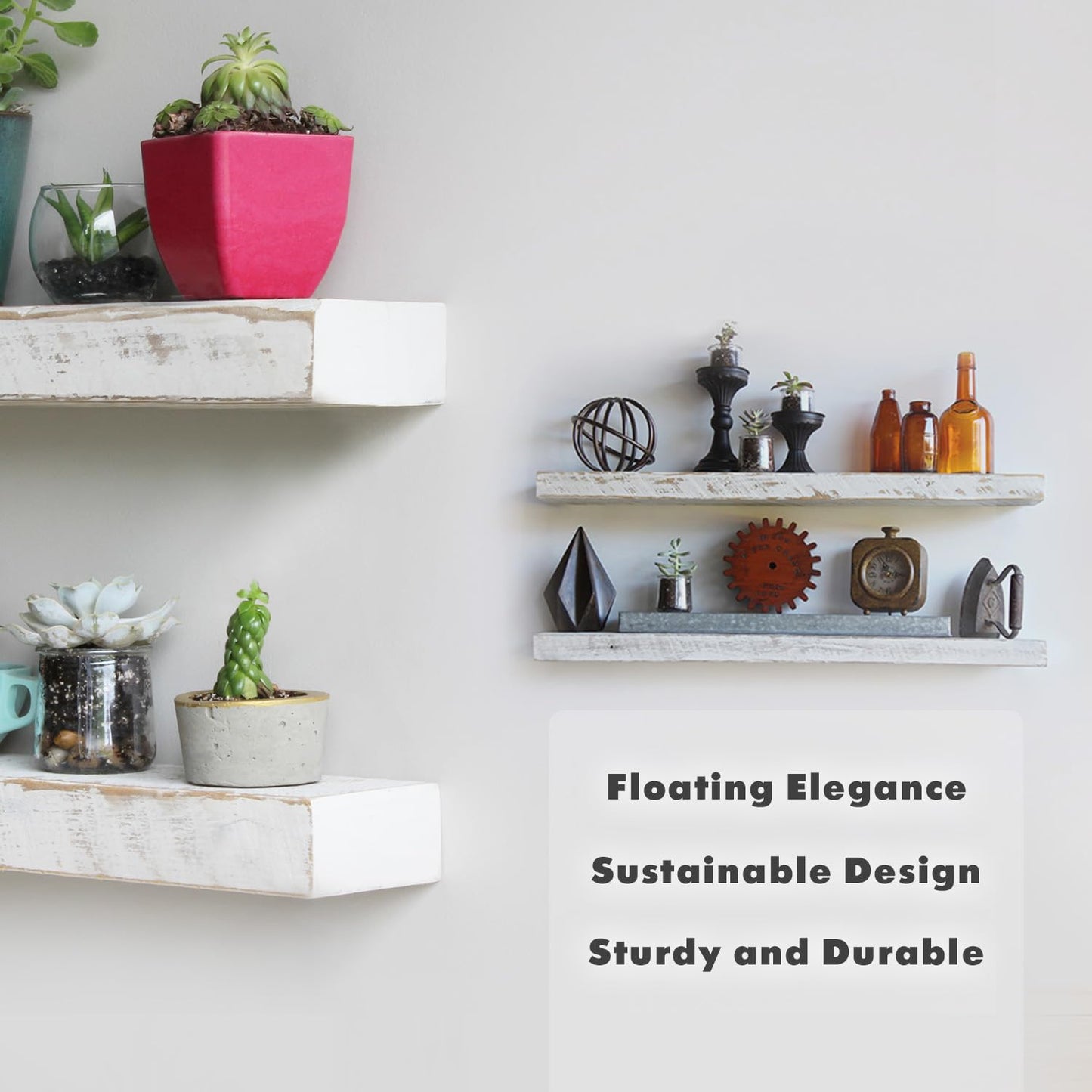 Urban Legacy Reclaimed Barnwood Planks | Floating Shelves for Wall w/Flush Mount Shelf Bracket Set Included | Set of 2 (Natural, 18"x 4.5"x 2")