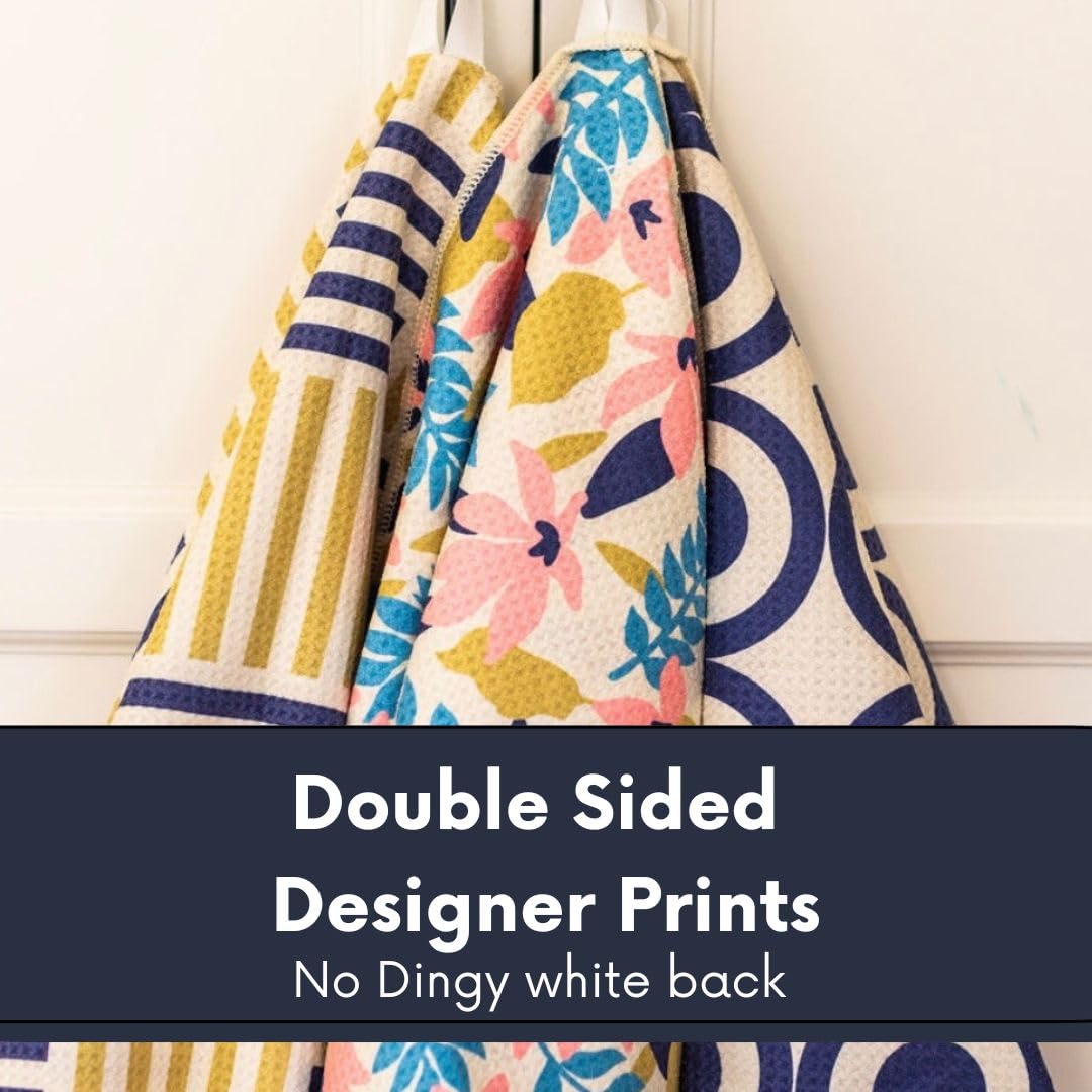 || 3 Pack|| Not Your Ordinary Dish Towels || Waffle Weave Microfiber || Tea Towels || Highly Absorbent || Hanging Loop || Dish Cloths || Modern || Designer Prints (Easter Bows)