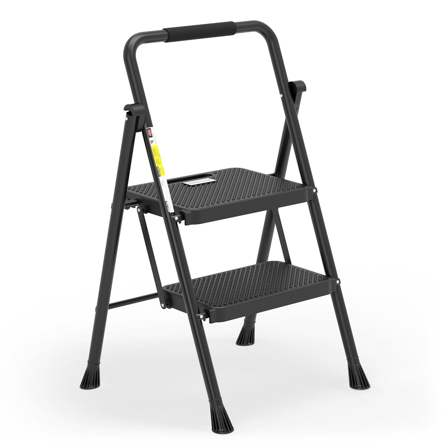 HBTower Step Ladder, Folding Step Stool with Wide Anti-Slip Pedal, Sturdy Steel Ladder, Convenient Handrail, Lightweight, Portable Steel Step Stool