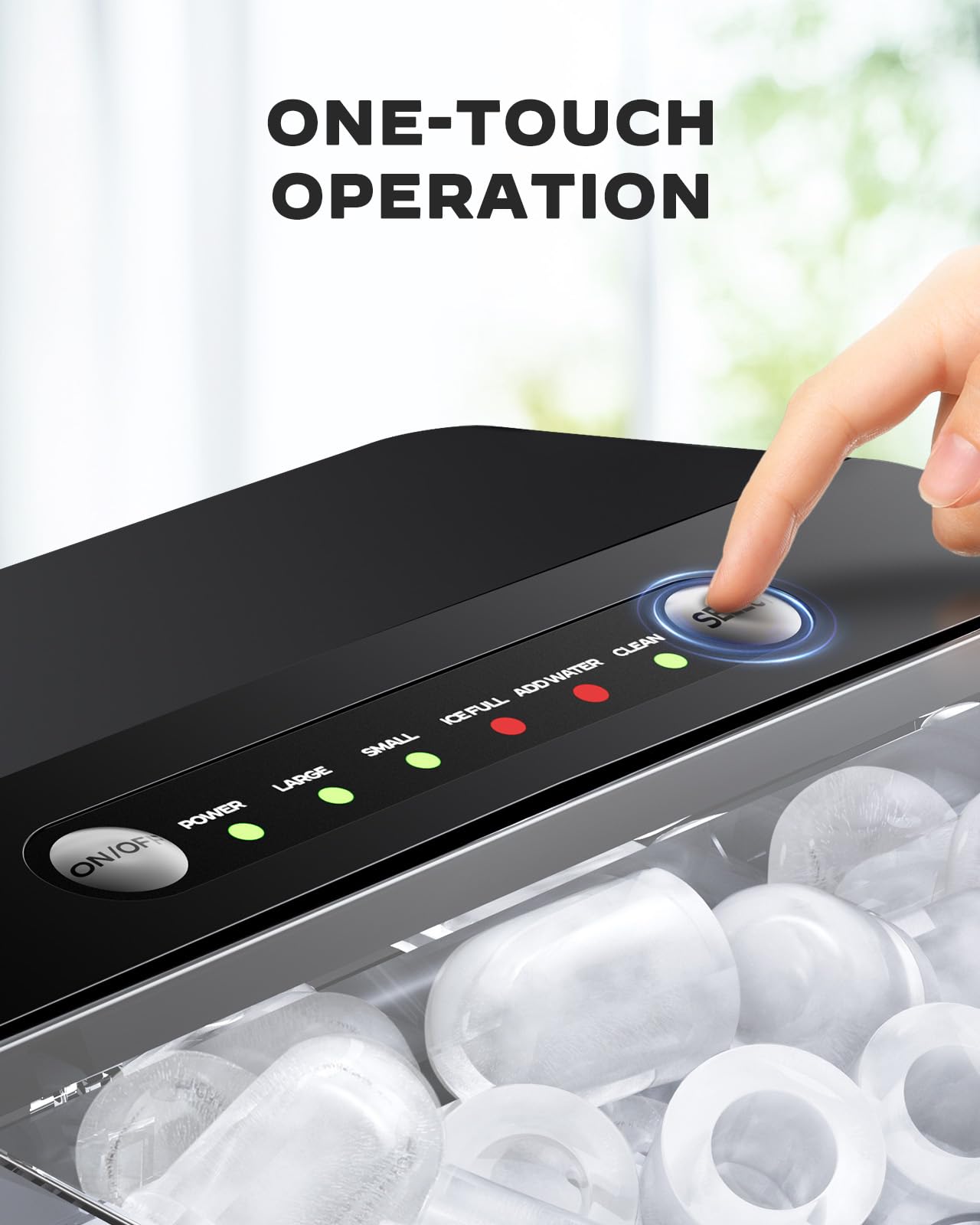 Silonn Ice Maker Countertop, Portable Ice Machine with Carry Handle, Self-Cleaning Ice Makers with Basket and Scoop, 9 Cubes in 6 Mins, 26 lbs per Day, Ideal for Home, Kitchen, Camping, RV