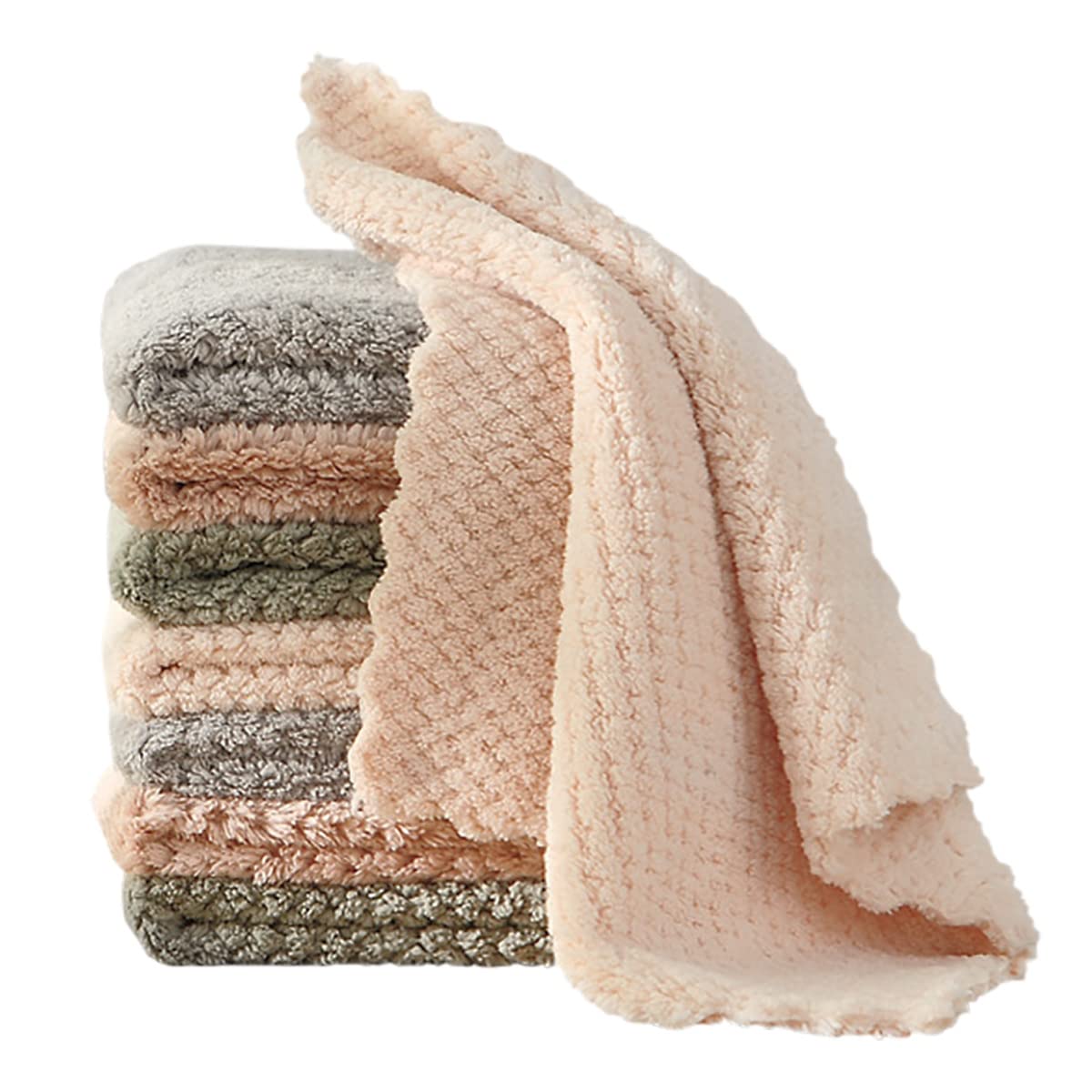K&janet6am Microfiber Cleaning Cloth for Kitchen, 12 Pack Premium Coral Velvet Dish Cloths for Washing Dishes, Super Absorbent Coral Fleece Cleaning Cloths, Nonstick Oil Washable Fast Drying Rags