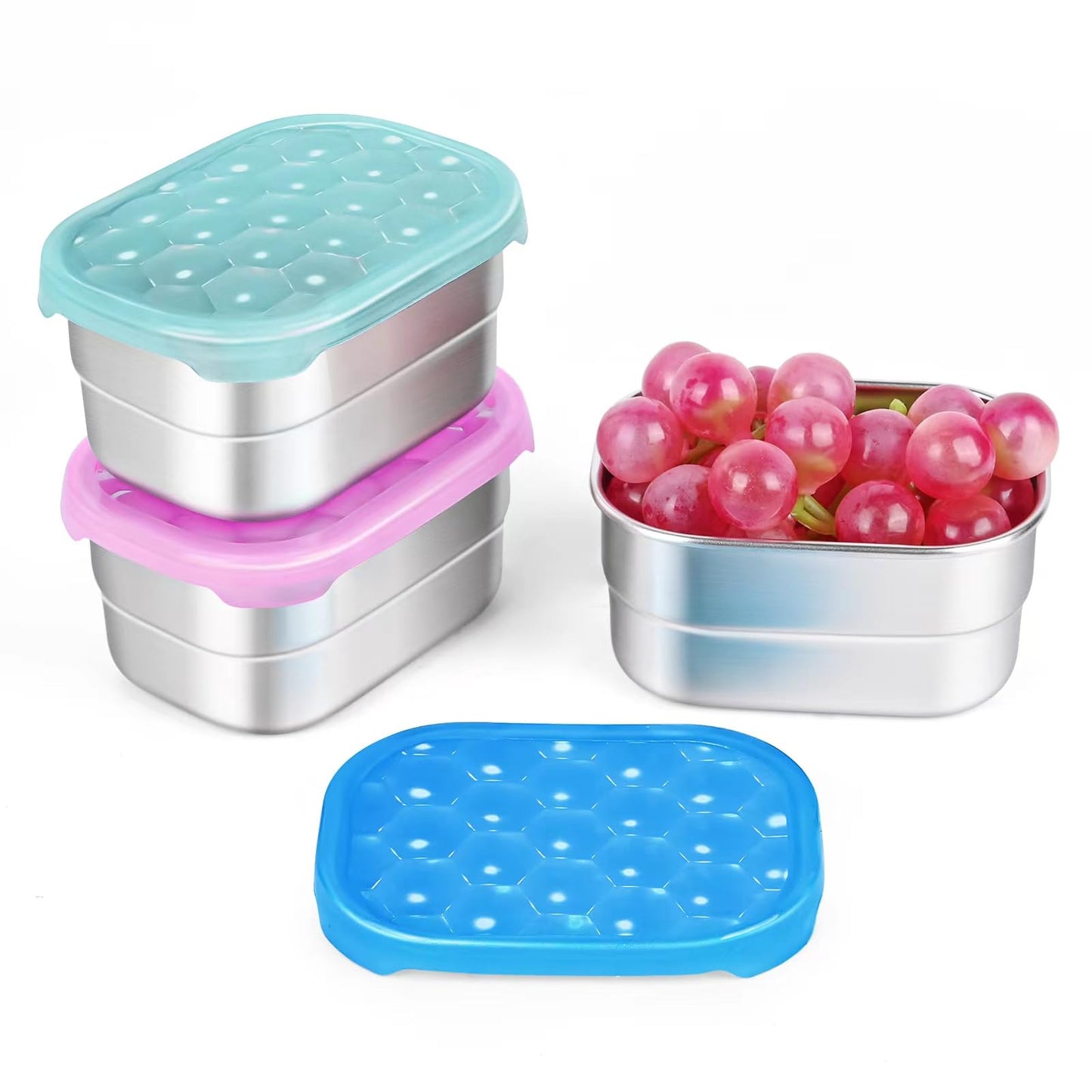 Small (1 CUP) Stainless Steel Snack Containers for Kids | Easy Open Leak Proof Food Containers with Silicone Lids - Perfect Metal Toddler Lunch Box for Daycare and School (8oz)