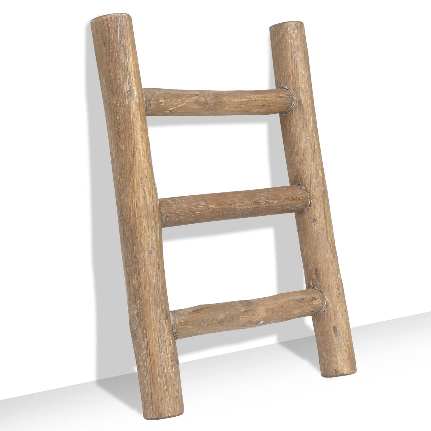 FUIN Fully Assembled 57in Wood Blanket Ladder Living Room Decorative Wall Leaning Farmhouse Quilt Display Holder Rustic Wooden Towel Rack for Bathroom, Unfinished