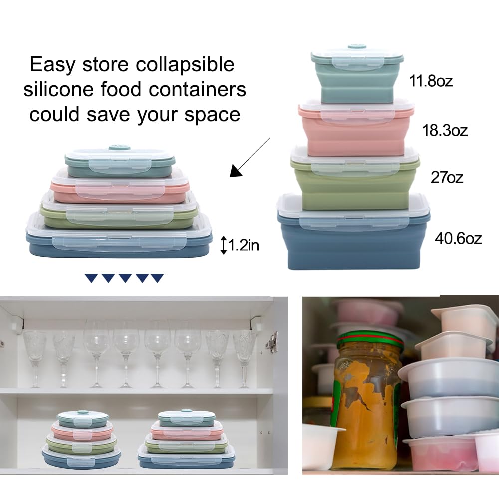 Collapsible Silicone Food Storage Container Set (INDIGO)