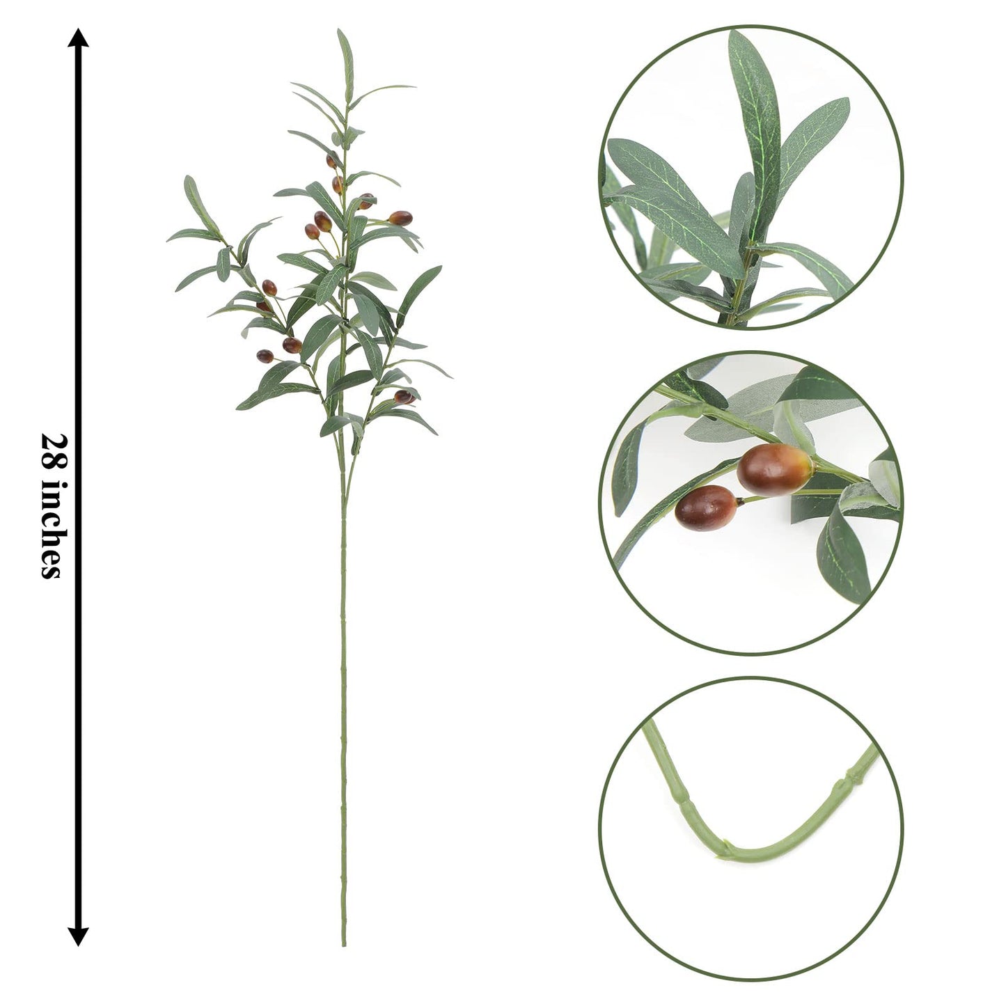 SHACOS 4 PCS 28 inch Artificial Olive Branches Greenery Stems for Vases Olive Stems with Olives Faux Olive Tree Branch for Home Wedding Shop Office Garden Decor DIY Floral Crafts