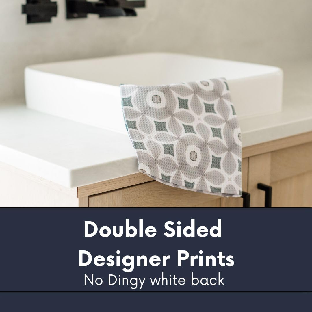 || 3 Pack|| Not Your Ordinary Dish Towels || Waffle Weave Microfiber || Tea Towels || Highly Absorbent || Hanging Loop || Dish Cloths || Modern || Designer Prints (Easter Bows)