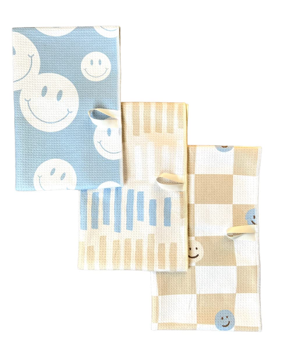 || 3 Pack|| Not Your Ordinary Dish Towels || Waffle Weave Microfiber || Tea Towels || Highly Absorbent || Hanging Loop || Dish Cloths || Modern || Designer Prints (Easter Bows)