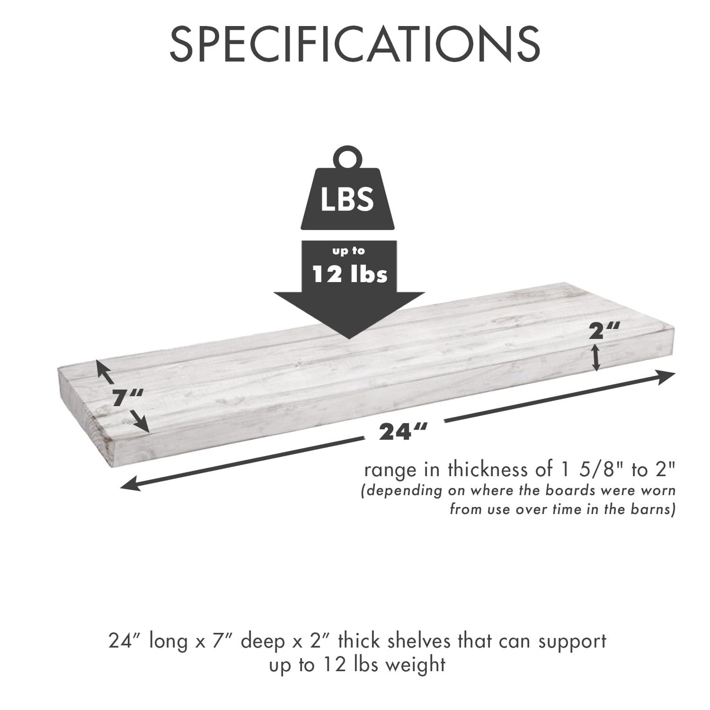 Urban Legacy Reclaimed Barnwood Planks | Floating Shelves for Wall w/Flush Mount Shelf Bracket Set Included | Set of 2 (Natural, 18"x 4.5"x 2")