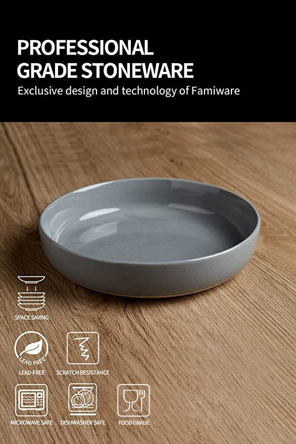 famiware Milkyway 33 oz Bowl Set, Pasta Bowls Set of 4, Salad Bowls Perfect for Your Friend for Housewarming, Thanksgiving, Christmas, White