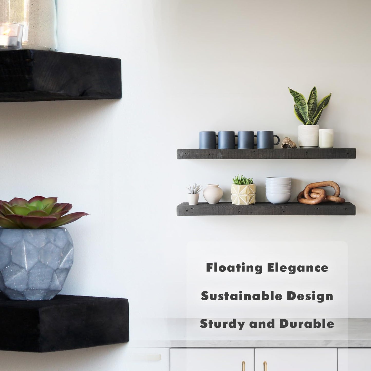 Urban Legacy Reclaimed Barnwood Planks | Floating Shelves for Wall w/Flush Mount Shelf Bracket Set Included | Set of 2 (Natural, 18"x 4.5"x 2")