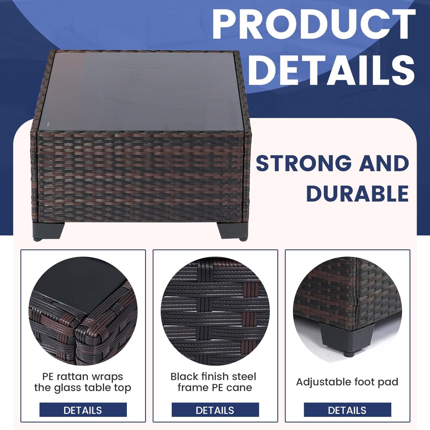 LEVELEVE 7 Pieces Outdoor Patio Furniture Sets,Rattan Conversation Sectional Set,Manual Weaving Wicker Patio Sofa with Tea Table