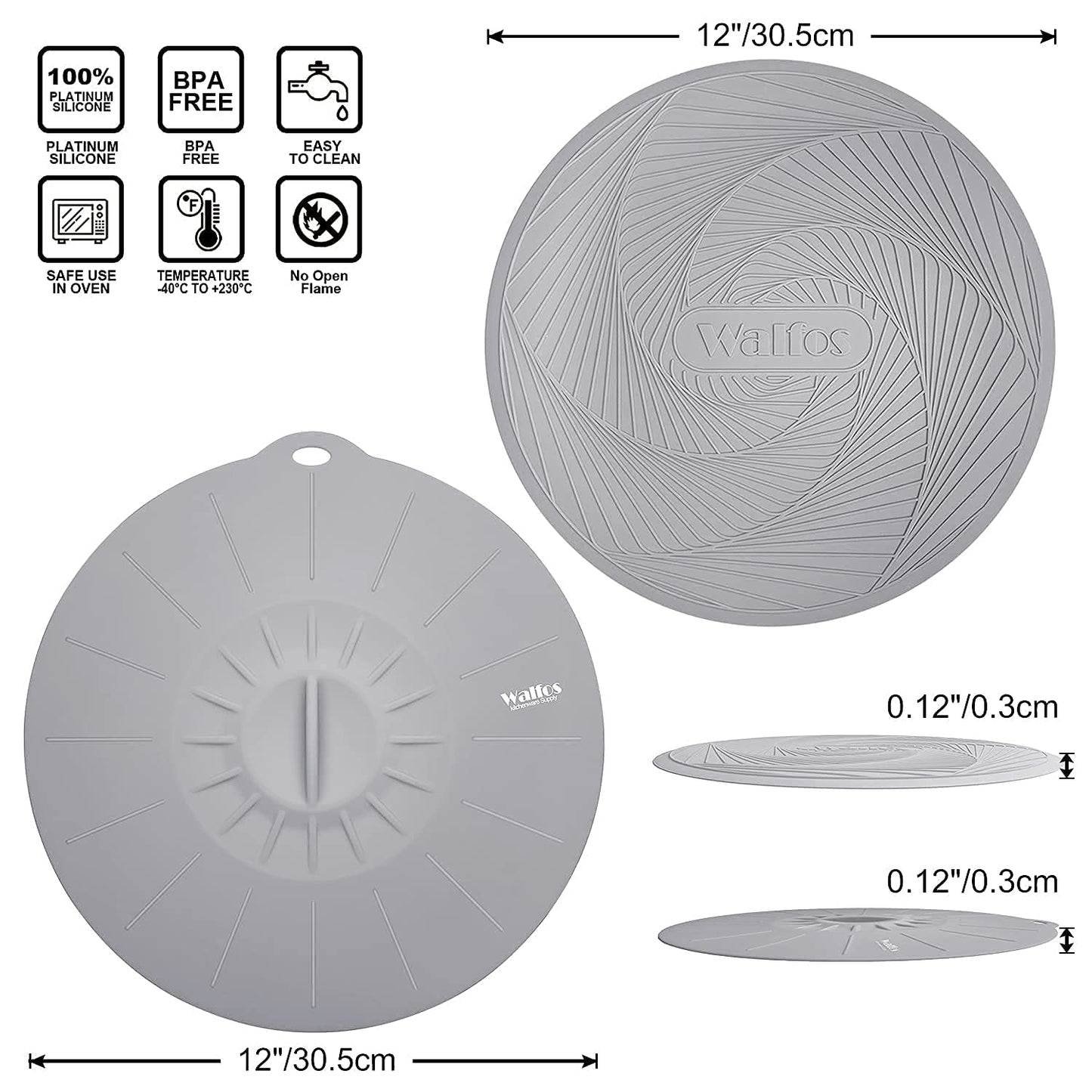 Walfos Silicone Trivet Mats - 4 Heat Resistant Pot Holders, Multipurpose Non-Slip Hot Pads for Kitchen Potholders, Hot Dishers, Jar Opener, Spoon Holder, Food Grade Silicone & BPA Free (Black)