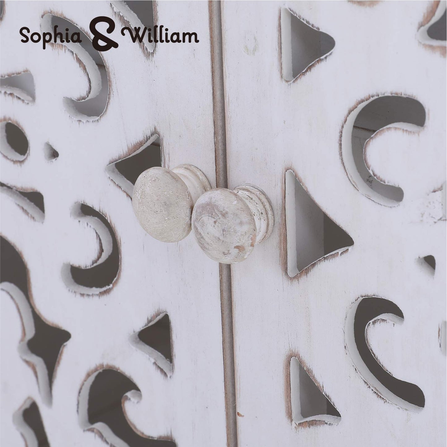 Sophia & William Tall Storage Cabinet 47.4", Decorative 2-Door Tall Accent Cabinet, for Living Room, Dining Room, White