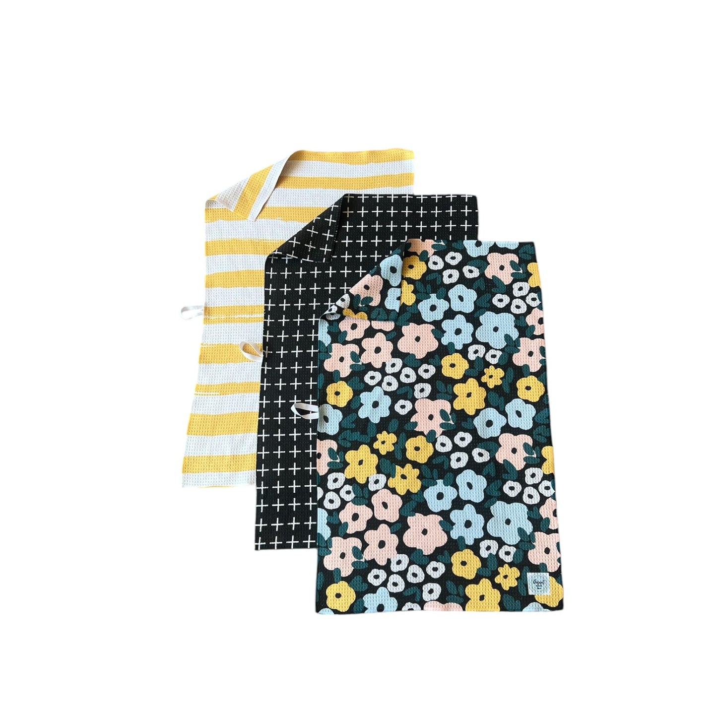 || 3 Pack|| Not Your Ordinary Dish Towels || Waffle Weave Microfiber || Tea Towels || Highly Absorbent || Hanging Loop || Dish Cloths || Modern || Designer Prints (Easter Bows)