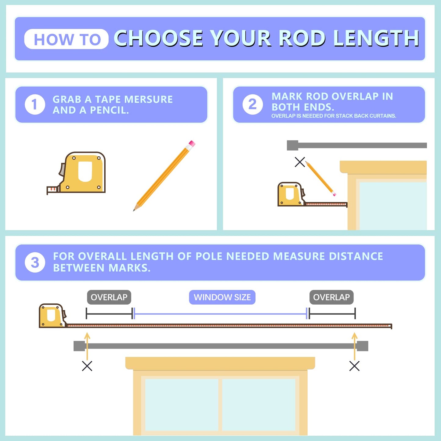 Curtain Rods for Windows 16 to 144 Inches Adjustable Length 1 Inch Diameter Window Curtain Rod with Aluminium Finials, Black