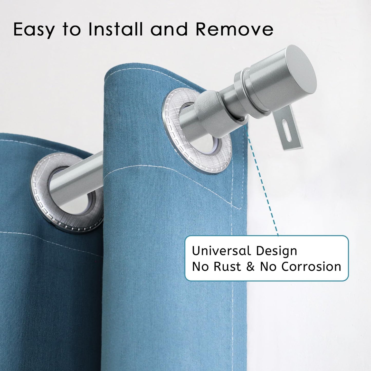 Curtain Rods for Windows 16 to 144 Inches Adjustable Length 1 Inch Diameter Window Curtain Rod with Aluminium Finials, Black