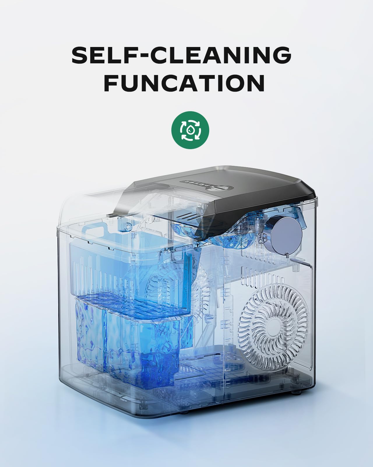Silonn Ice Maker Countertop, Portable Ice Machine with Carry Handle, Self-Cleaning Ice Makers with Basket and Scoop, 9 Cubes in 6 Mins, 26 lbs per Day, Ideal for Home, Kitchen, Camping, RV