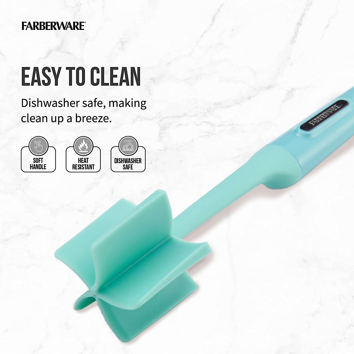 Farberware Heat Resistant Nylon Meat and Potato Masher Safe for Non-Stick Cookware, 10 inch, Aqua