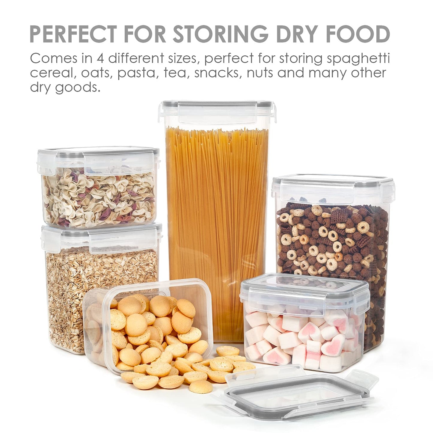 Airtight Food Storage Containers with Lids, Vtopmart 24 pcs Plastic Kitchen and Pantry Organization Canisters for Cereal, Dry Food, Flour and Sugar, BPA Free, Includes 24 Labels,Black