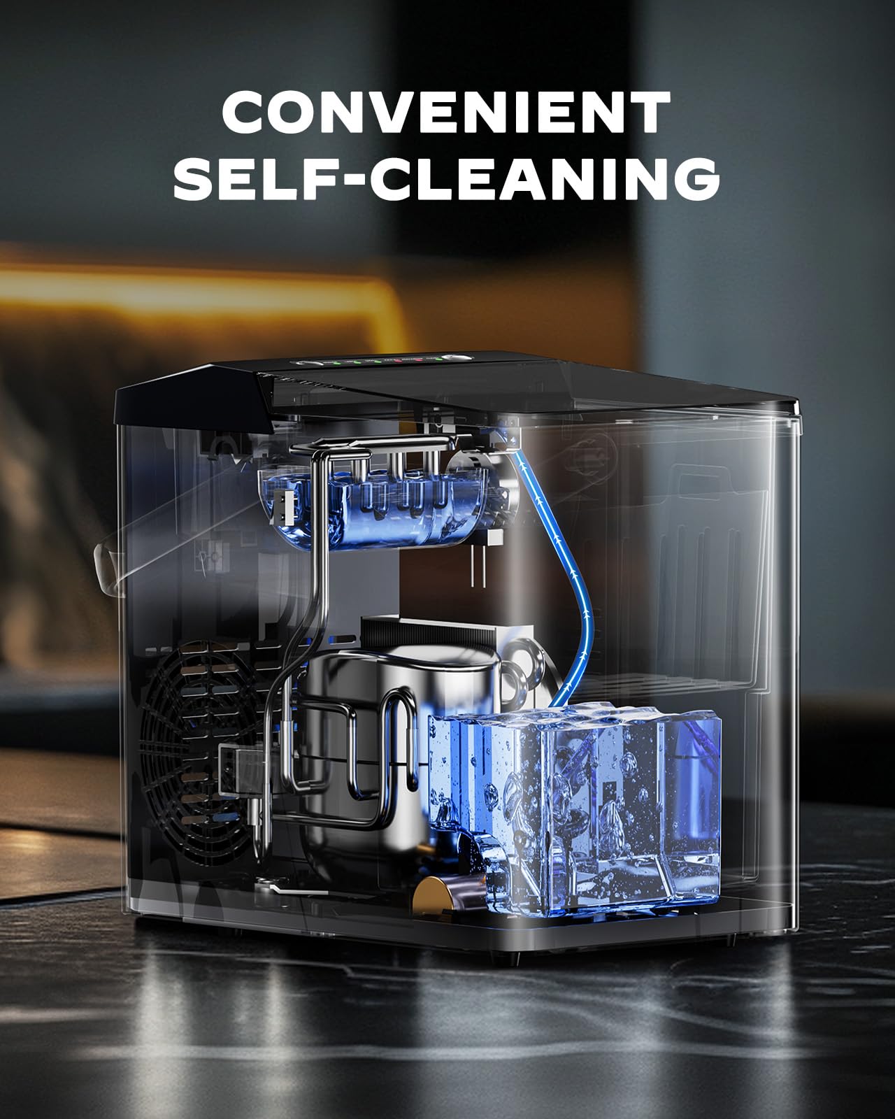 Silonn Ice Maker Countertop, Portable Ice Machine with Carry Handle, Self-Cleaning Ice Makers with Basket and Scoop, 9 Cubes in 6 Mins, 26 lbs per Day, Ideal for Home, Kitchen, Camping, RV