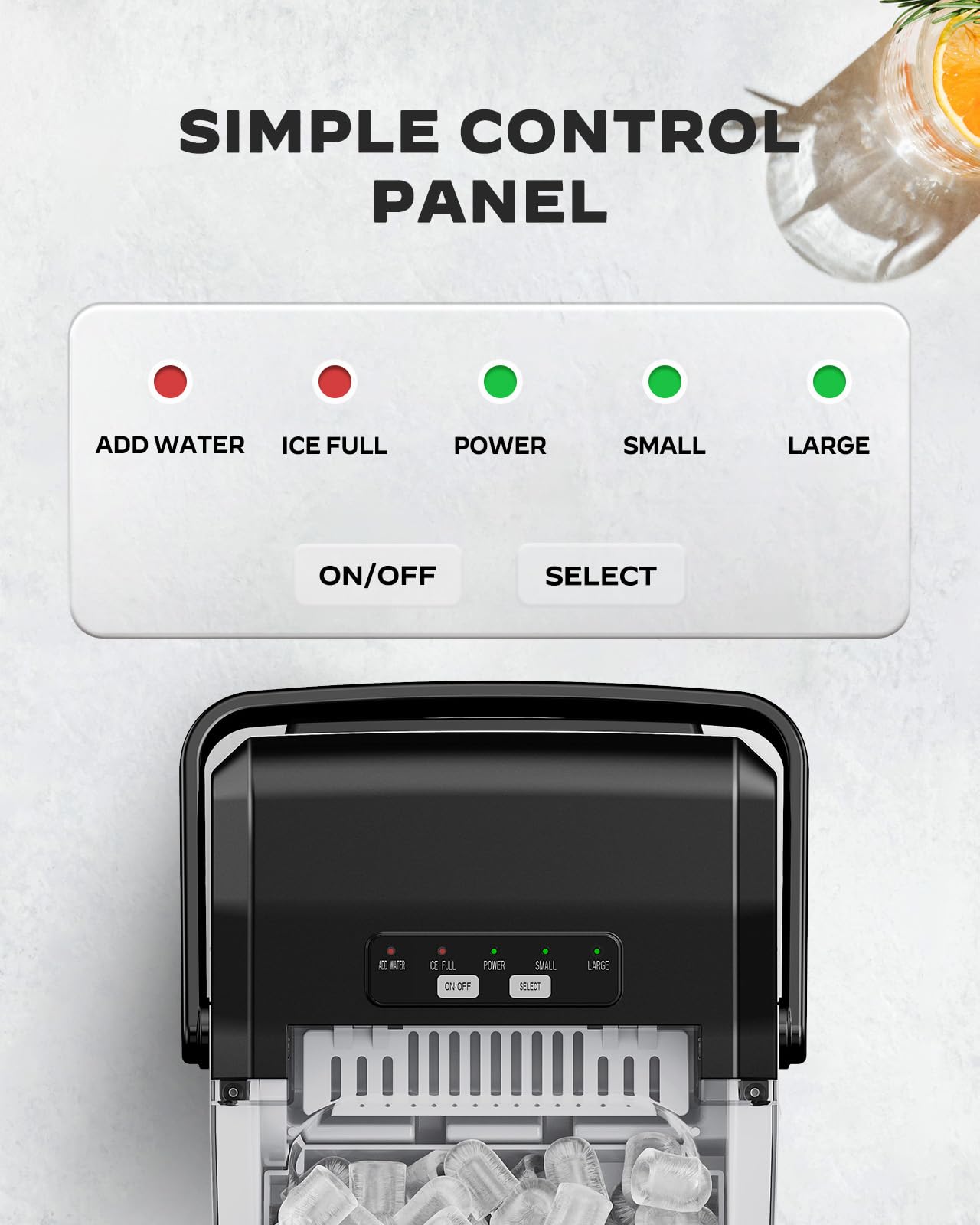 Silonn Ice Maker Countertop, Portable Ice Machine with Carry Handle, Self-Cleaning Ice Makers with Basket and Scoop, 9 Cubes in 6 Mins, 26 lbs per Day, Ideal for Home, Kitchen, Camping, RV