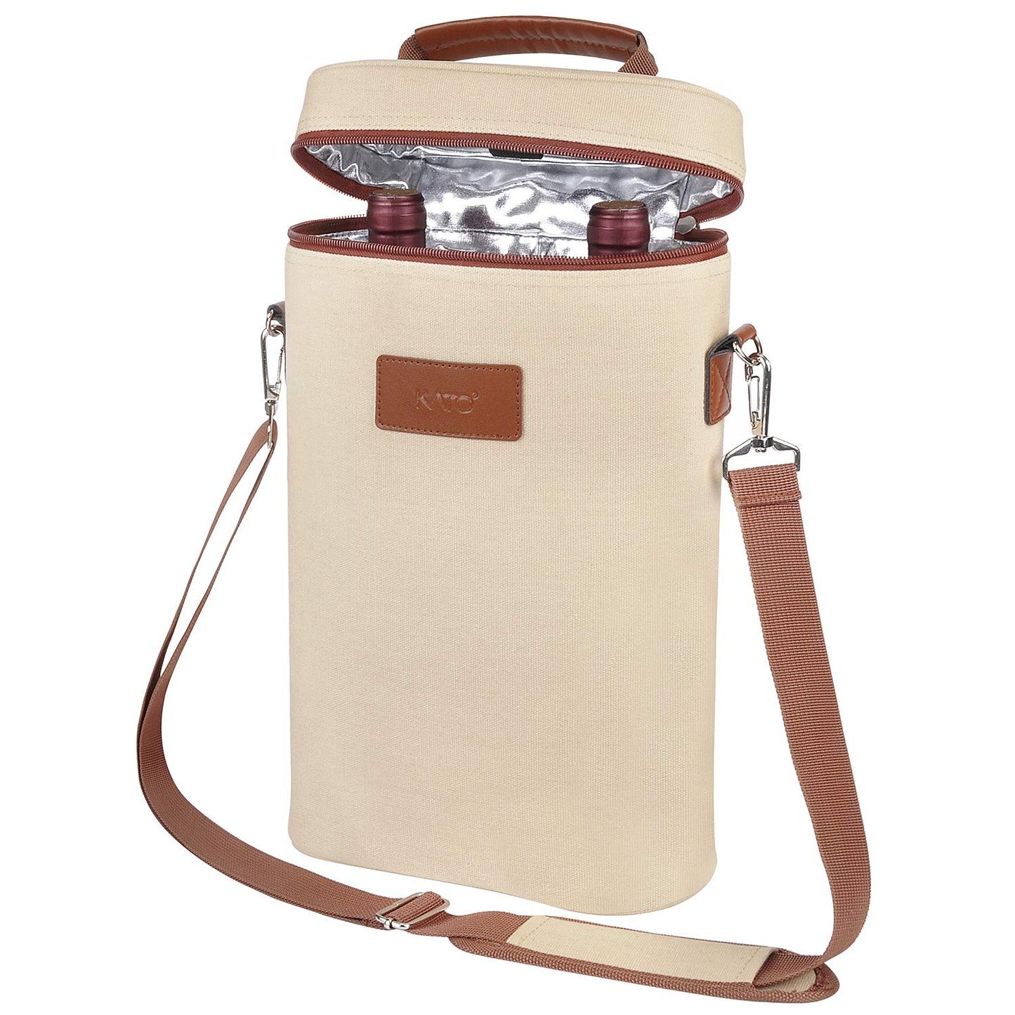 Tirrinia 2 Bottle Leakproof Insulated Wine Tote Carrier Bag - Padded Cooler for Travel, Restaurants, Tasting, Parties, Great Gift for Wine Lovers