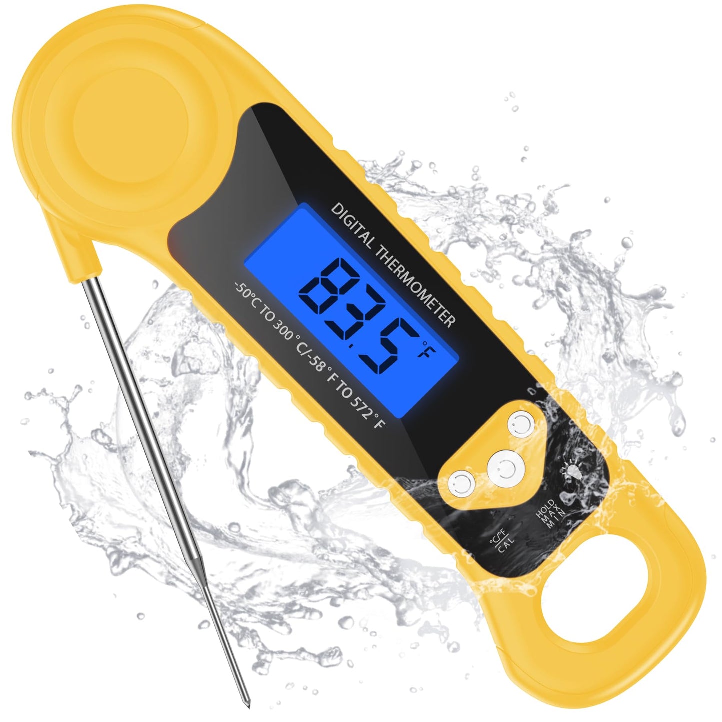 Meat Thermometer Digital, Instant Read Food Thermometer - Waterproof w/Backlight for Cooking, Candy, Deep Fry, BBQ, Grill, Smoker and Roast, Camping & Kitchen Essentials