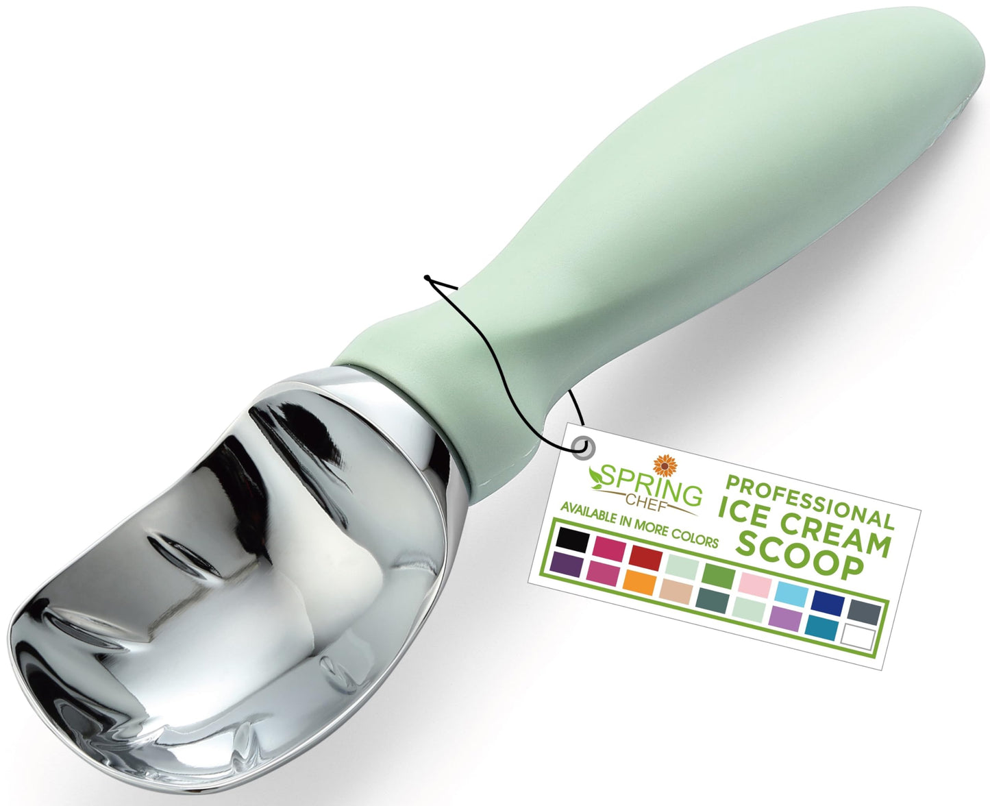 Spring Chef Heavy Duty Ice Cream Scoop with Comfortable Handle - Professional Ice Cream Scooper for Gelato, Sorbet, Cookie Dough, Melon, Frozen Yogurt - Dishwasher Safe Metal Kitchen Tool - Black