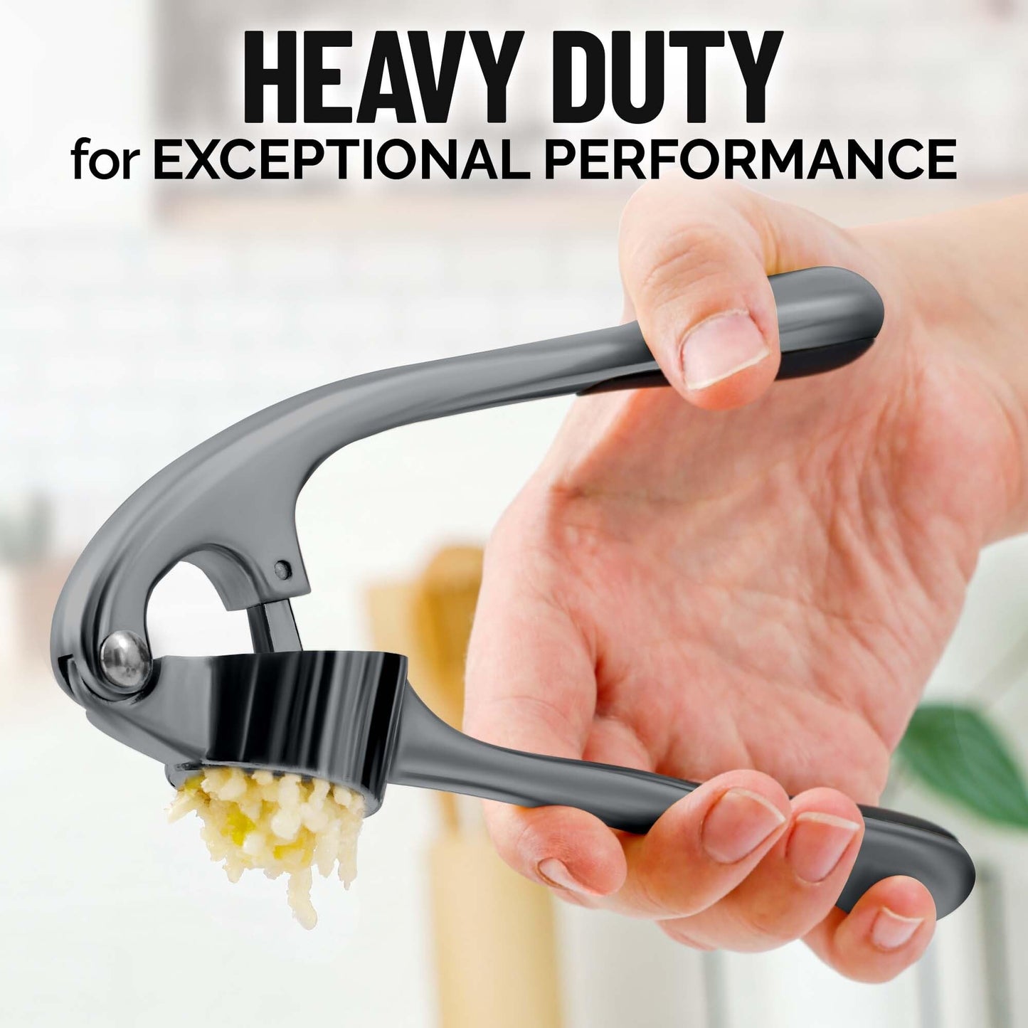 Zulay Kitchen Premium Garlic Press Set - Rust Proof & Dishwasher Safe Professional Garlic Mincer Tool - Easy-Squeeze, Easy-Clean with Soft, Ergonomic Handle - Silicone Garlic Peeler & Brush (Silver)