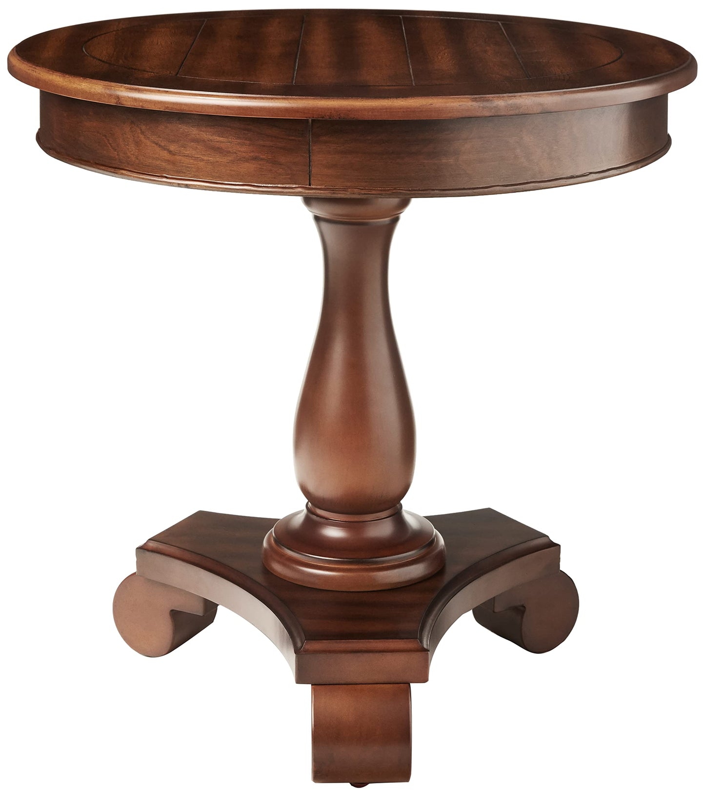 Roundhill Furniture Rene Round Wood Pedestal Side Table, Antique White