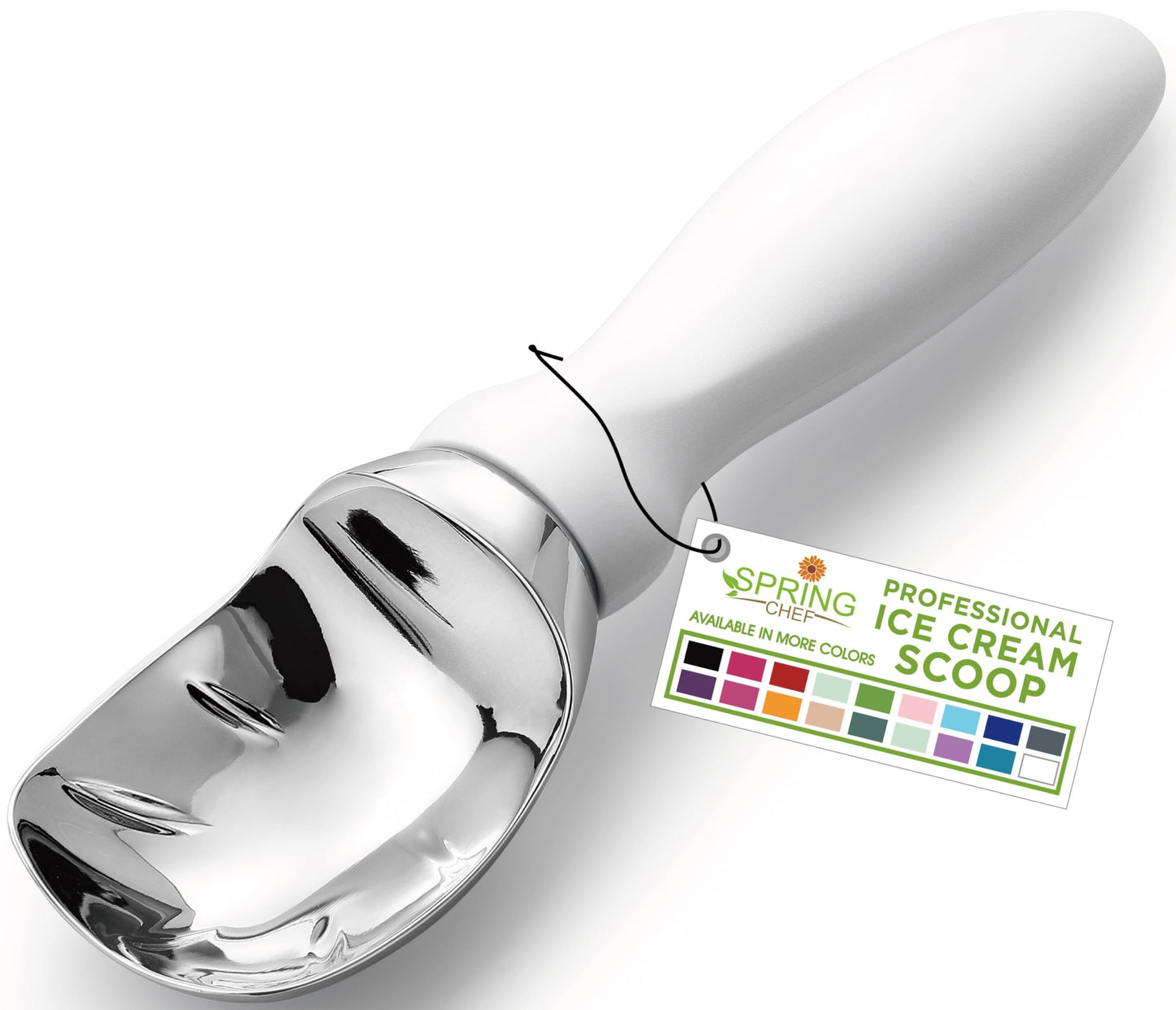 Spring Chef Heavy Duty Ice Cream Scoop with Comfortable Handle - Professional Ice Cream Scooper for Gelato, Sorbet, Cookie Dough, Melon, Frozen Yogurt - Dishwasher Safe Metal Kitchen Tool - Black