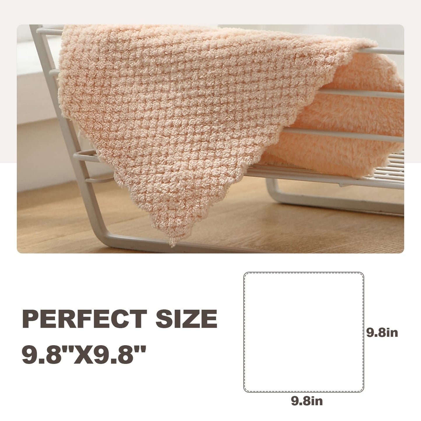 K&janet6am Microfiber Cleaning Cloth for Kitchen, 12 Pack Premium Coral Velvet Dish Cloths for Washing Dishes, Super Absorbent Coral Fleece Cleaning Cloths, Nonstick Oil Washable Fast Drying Rags