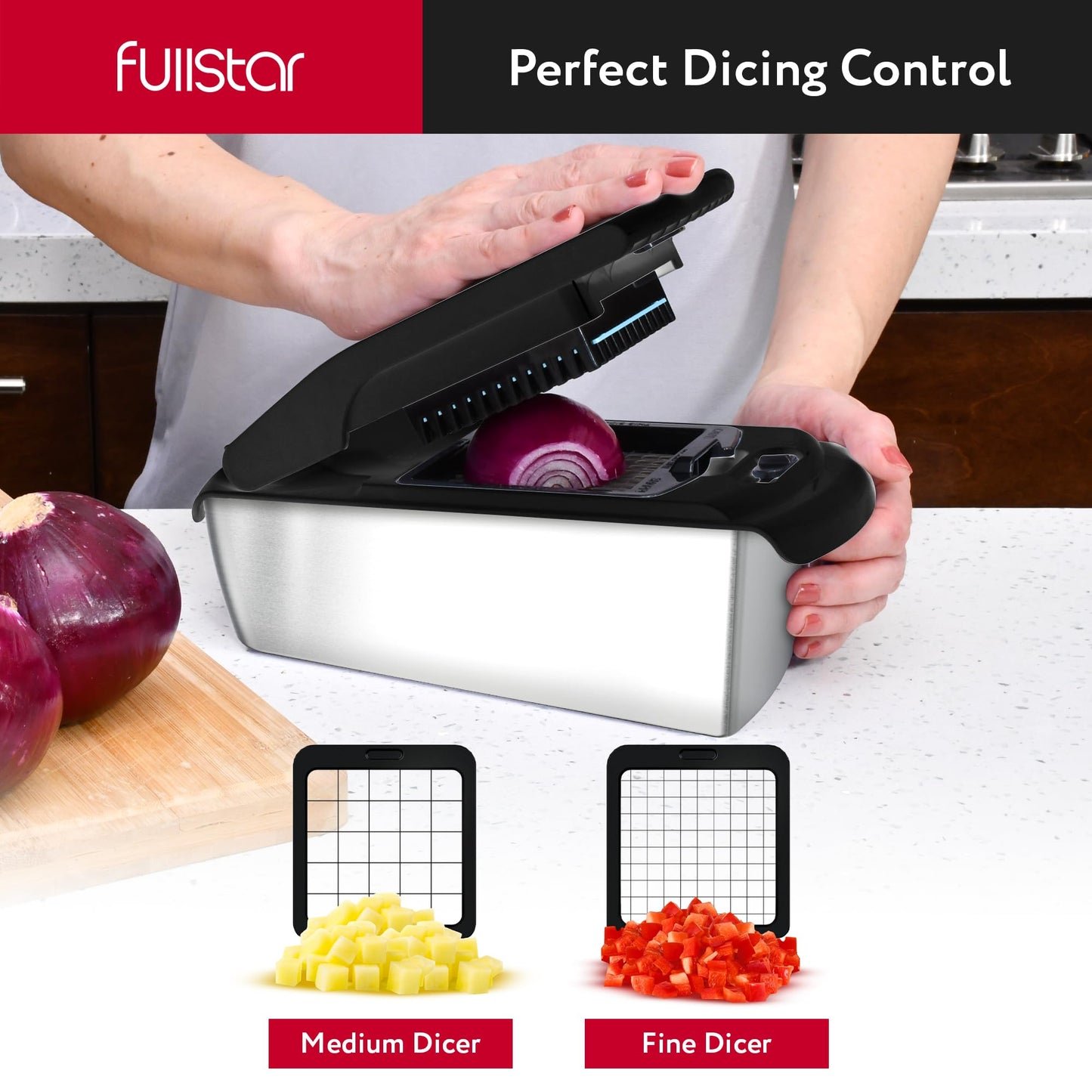 Fullstar Vegetable Chopper and Spiralizer - Food Chopper with Container, Fruit Slicer, Kitchen Gadgets & Accessories, Home Essentials (4 in 1, White)