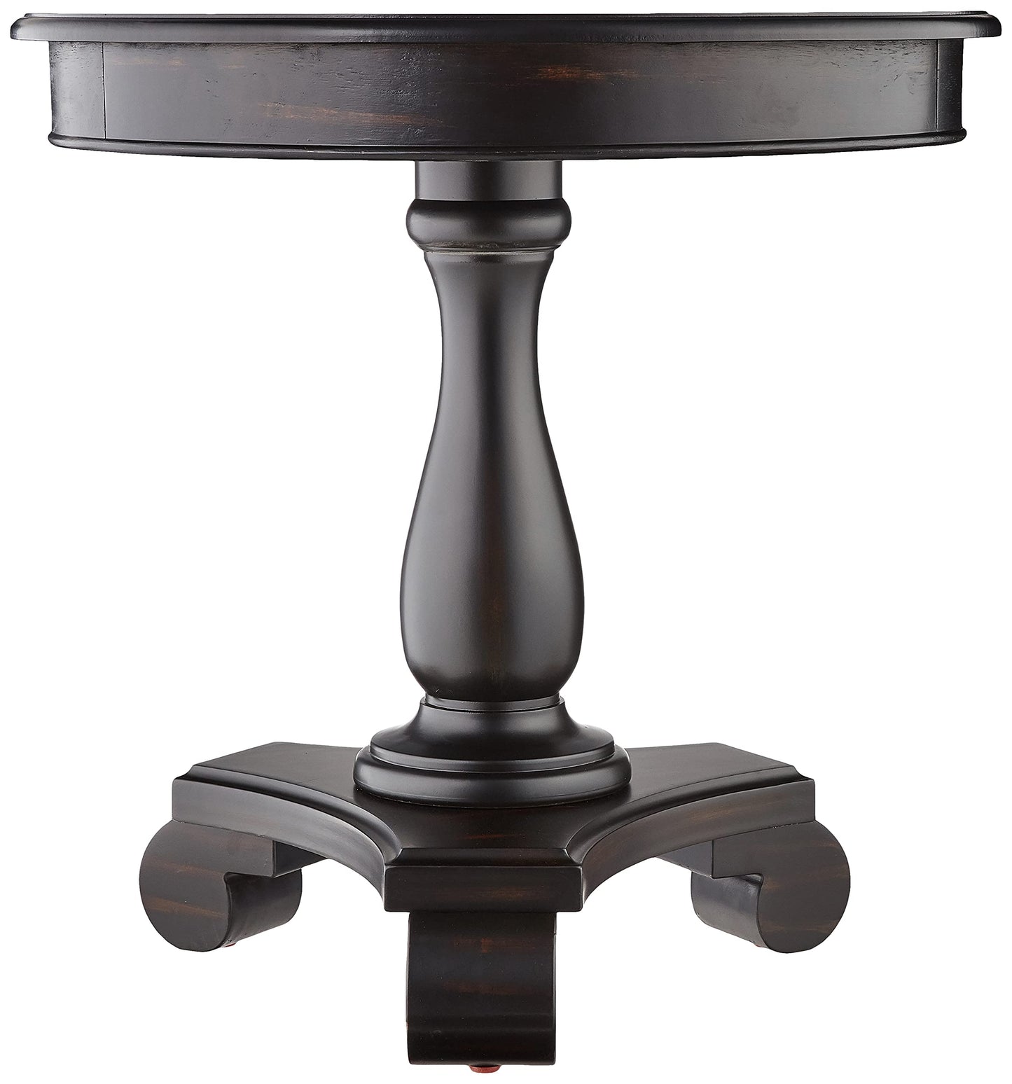 Roundhill Furniture Rene Round Wood Pedestal Side Table, Antique White