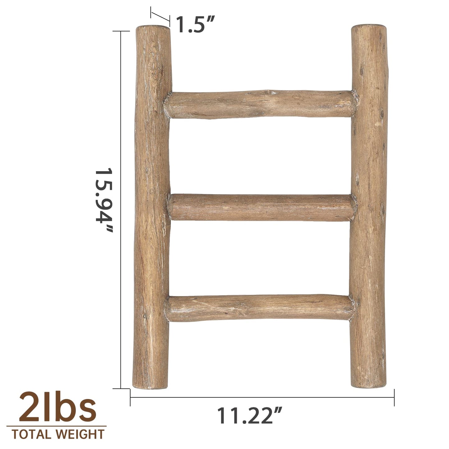 FUIN Fully Assembled 57in Wood Blanket Ladder Living Room Decorative Wall Leaning Farmhouse Quilt Display Holder Rustic Wooden Towel Rack for Bathroom, Unfinished