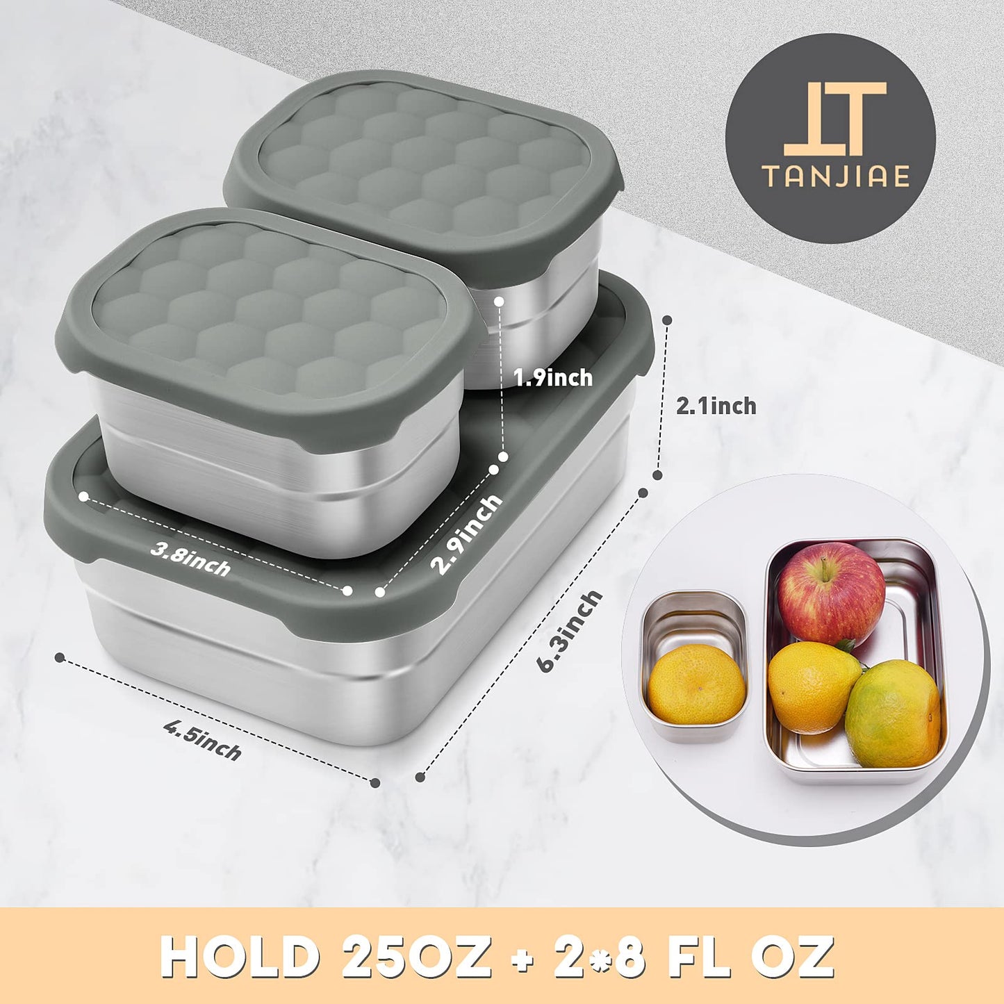 Small (1 CUP) Stainless Steel Snack Containers for Kids | Easy Open Leak Proof Food Containers with Silicone Lids - Perfect Metal Toddler Lunch Box for Daycare and School (8oz)