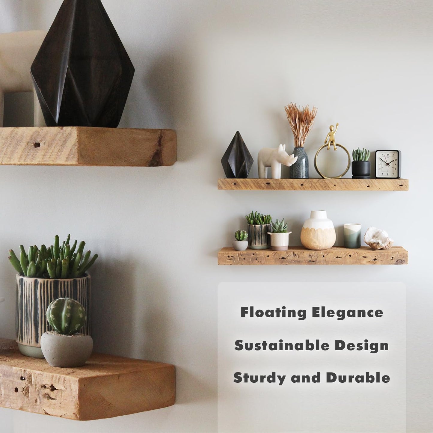 Urban Legacy Reclaimed Barnwood Planks | Floating Shelves for Wall w/Flush Mount Shelf Bracket Set Included | Set of 2 (Natural, 18"x 4.5"x 2")