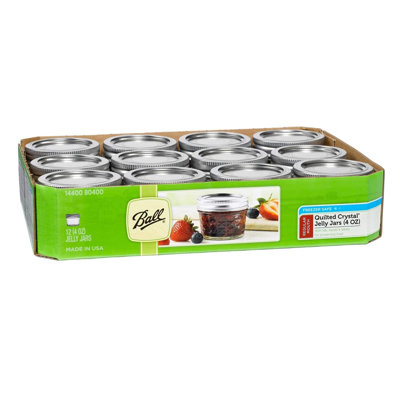 Ball Mason 4oz Quilted Jelly Jars with Lids and Bands, Set of 12