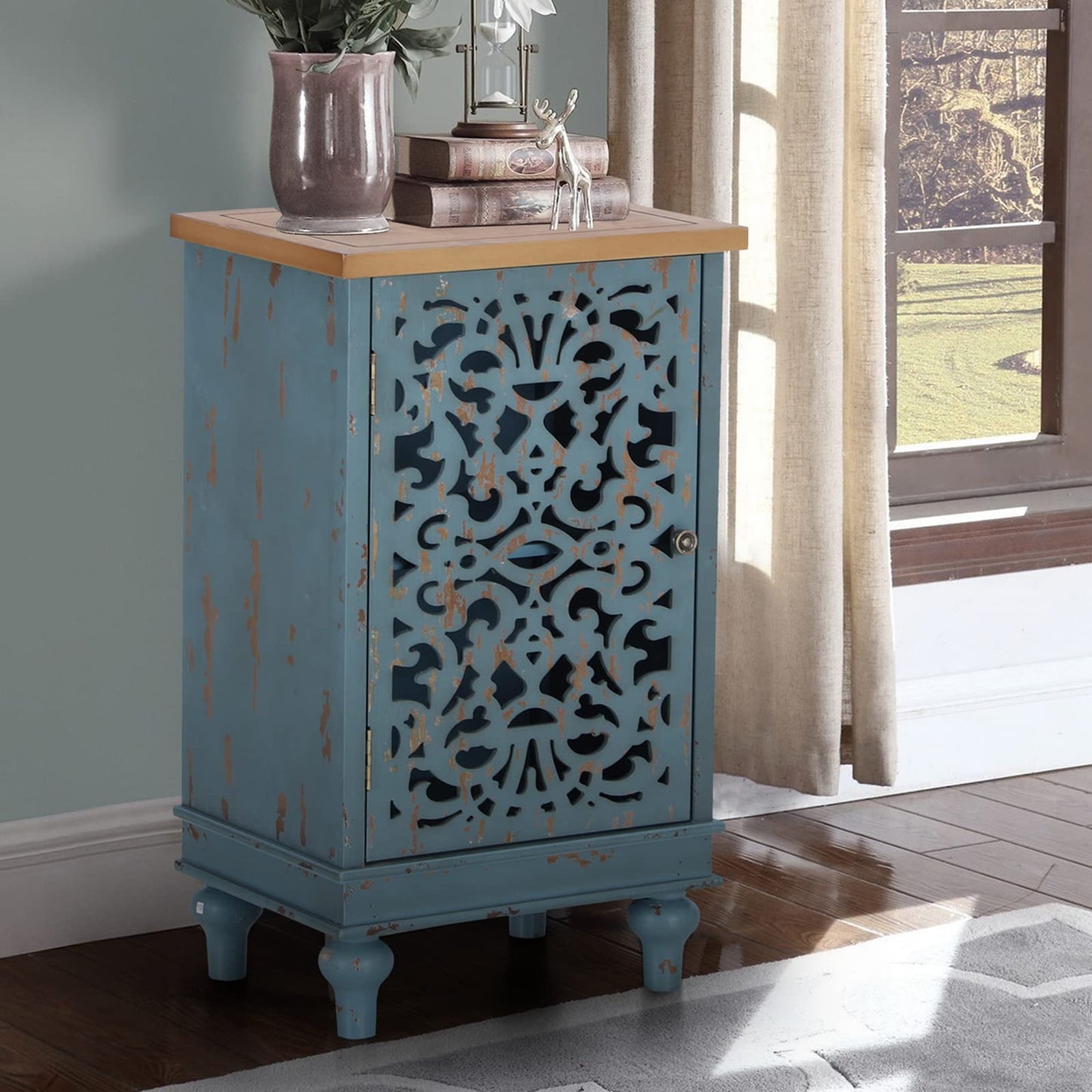 Sophia & William Tall Storage Cabinet 47.4", Decorative 2-Door Tall Accent Cabinet, for Living Room, Dining Room, White